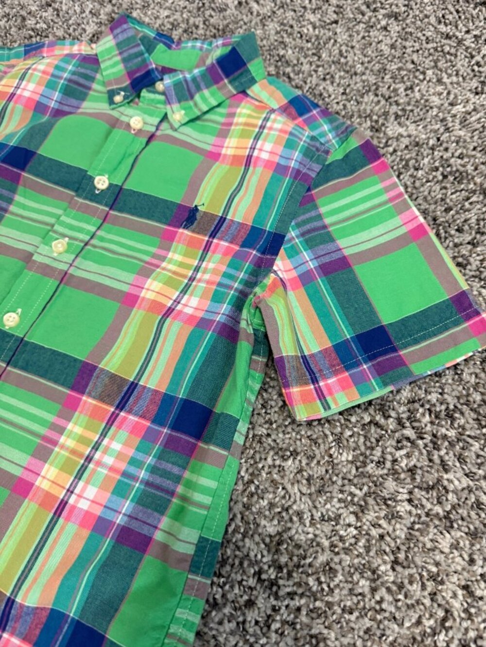 Ralph Lauren Short Sleeve Button Up Collared Plaid Shirt Boy's Size S - Picture 6 of 9